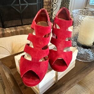 White House Black Market Red Suede Heels